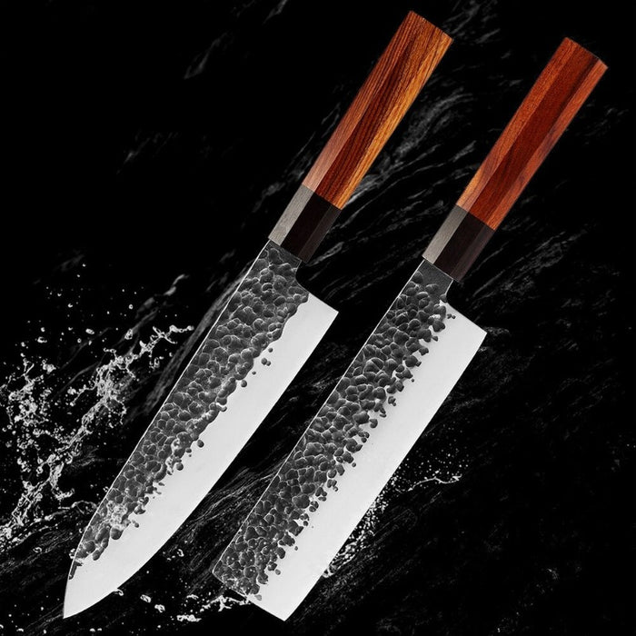 Three Layer Clad Steel Knife Sets With Octagonal Handle